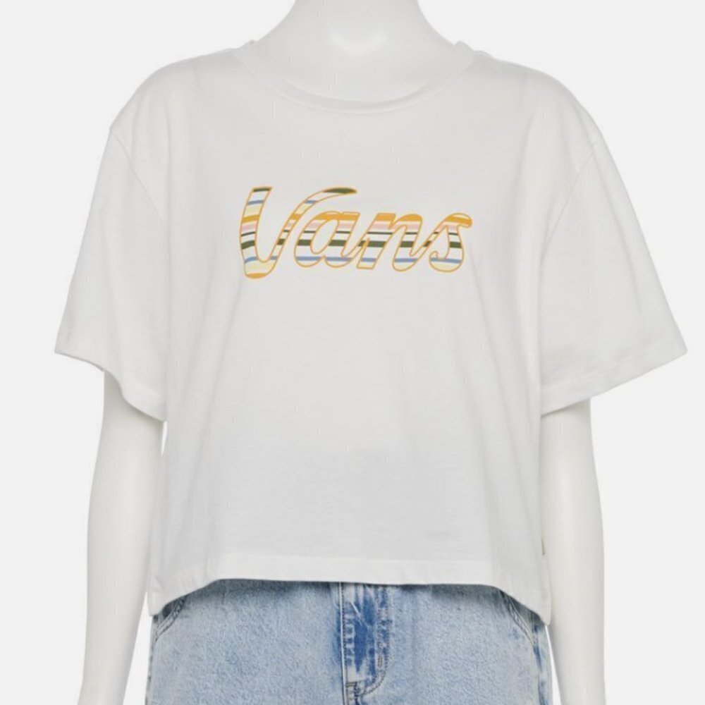 Vans Script Short Sleeve Cropped White Top - M - Picture 11 of 11